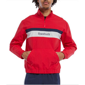 Reebok Men Retro Colorblocked Quarter Zip Popover Red Size M